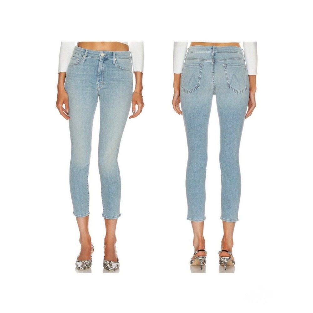 Mother The Looker Crop Skinny Jeans Swimming Pool Sunday‎ Light Wash 25